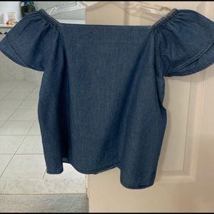 Denim off/on the shoulder shirt